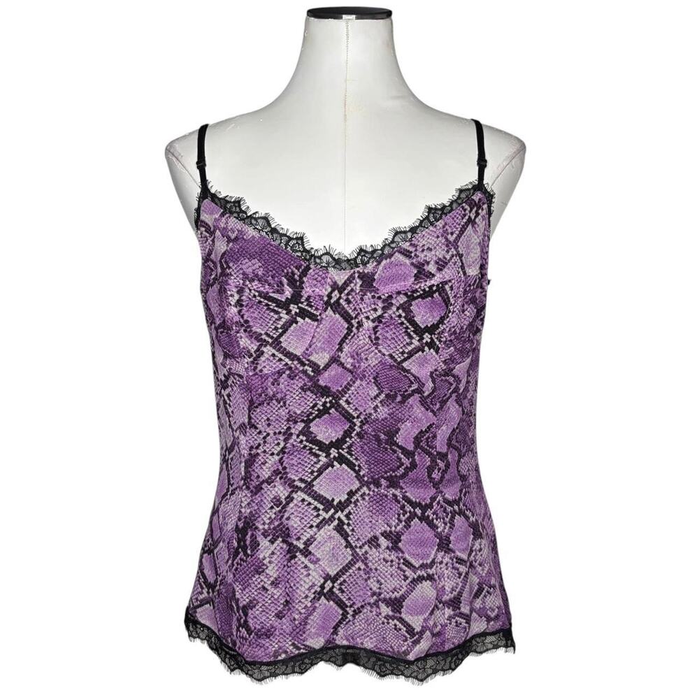 Royal Underground purple python print lace trim Cami tank top size Large